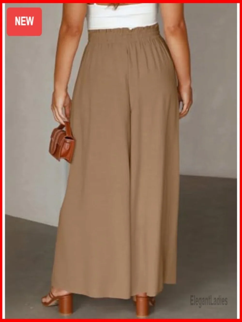 Plus Size Wide Leg Palazzo Pants Elastic High Waist with Pockets